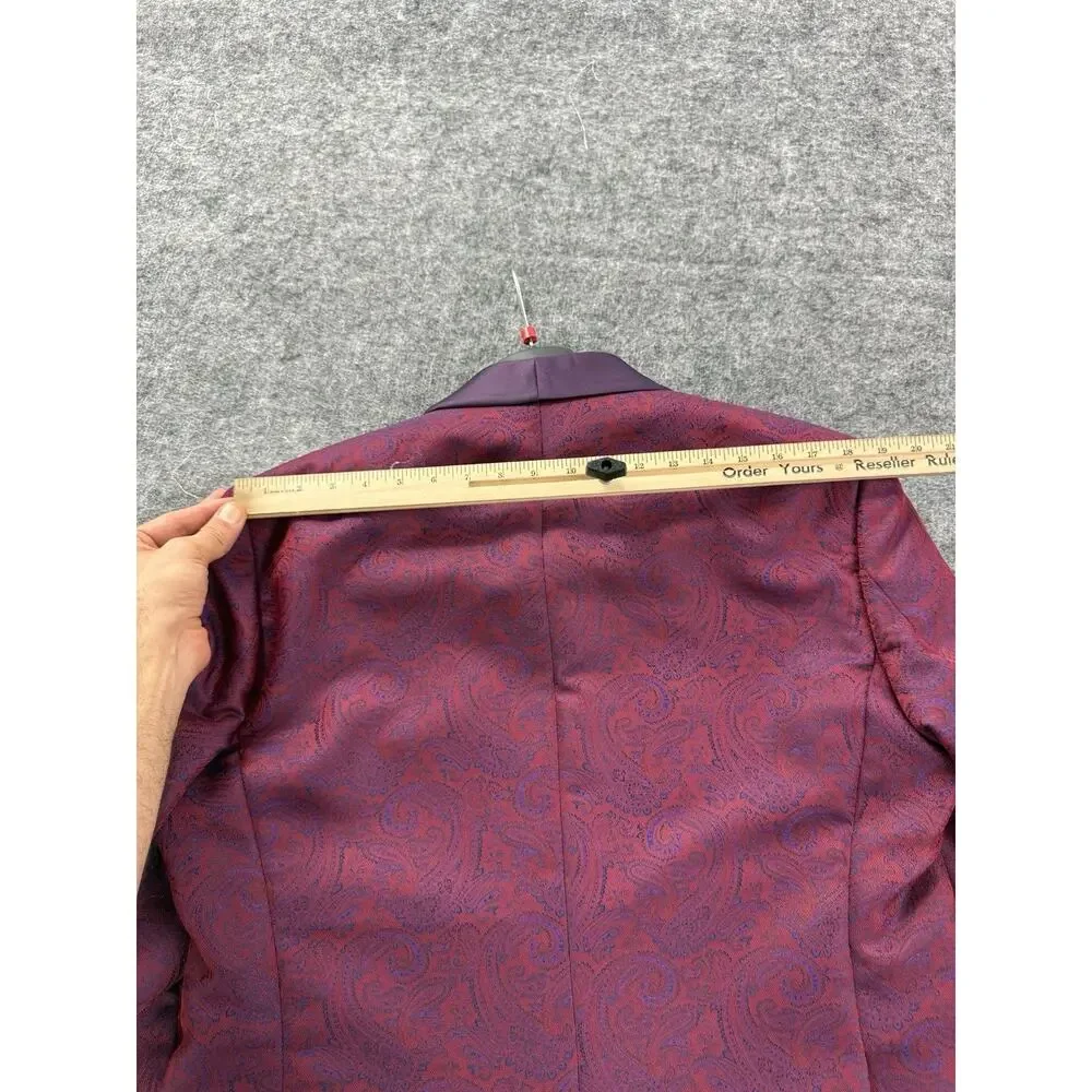 Pietro Scarlatti Mens Tuxedo Suit Blazer Pants Paisley Red Blue US 44 EU 54 T13